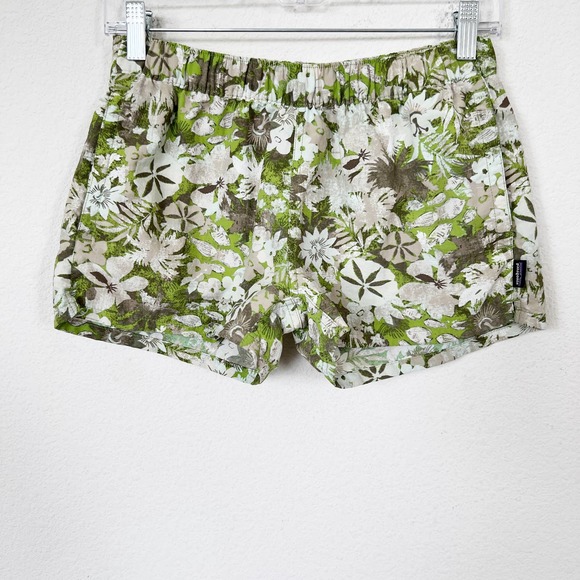 [Patagonia] Barely Baggies Green Floral Sand Dollar Neo Tropic Shorts Sz Small S - Picture 7 of 12
